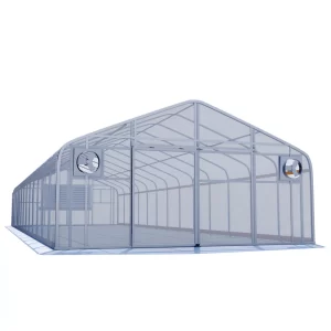 20' x 100' Fully Automated Year-Round Semi-Gable Greenhouse with Twinwall Ends + Evaporative Cooling
